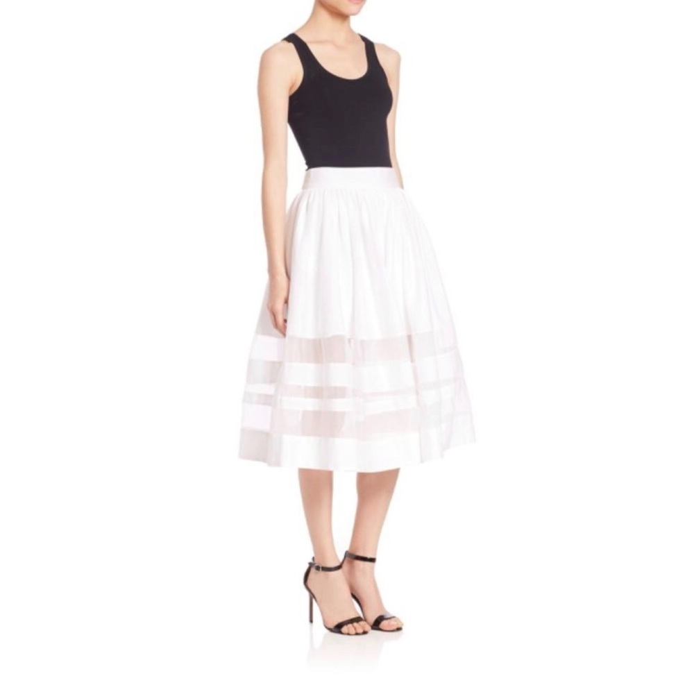 Alice & Olivia white midi skirt